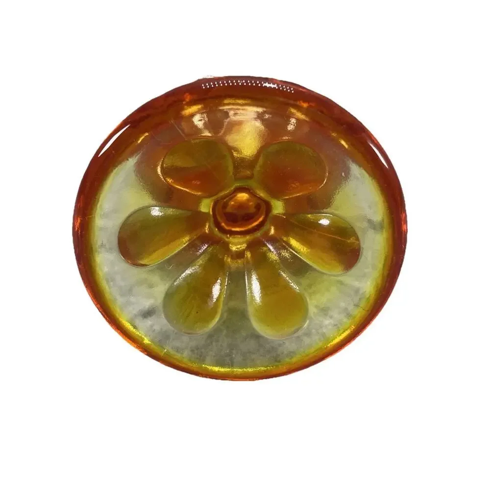 Vintage Viking Glass Amberina Orange Glow Six Petal Swung Vase 15.5